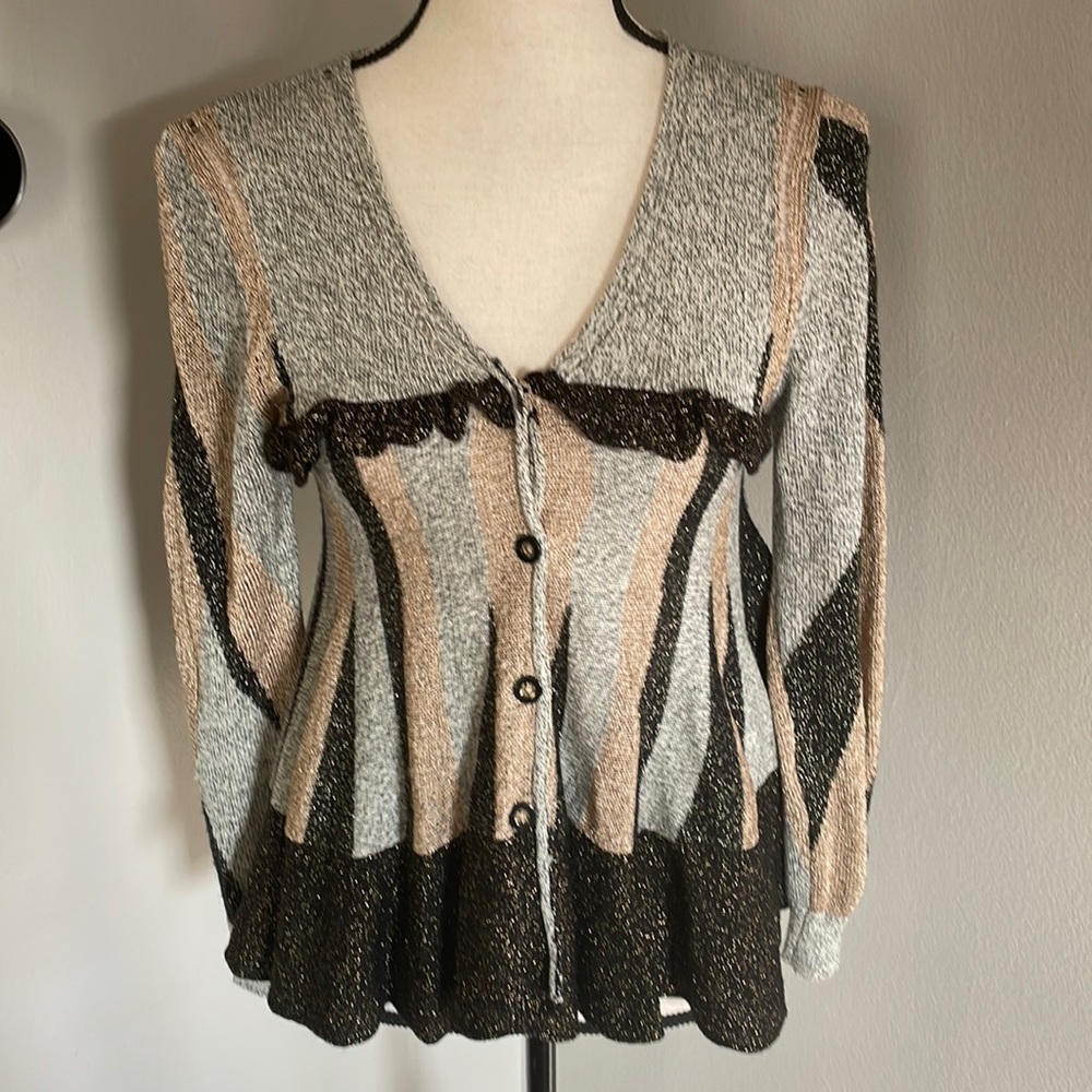 3.1 Phillip Lim wool, rayon, linen multicolored cardigan with sparkles size XS - Picture 2 of 11